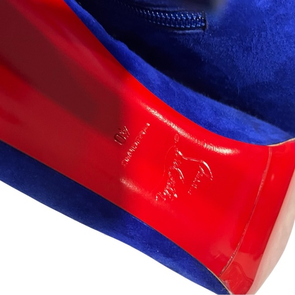 Christian Louboutin Condora Blue Suede Pointed Toe Booties EU40 Heeled Boots EUC - Picture 14 of 14